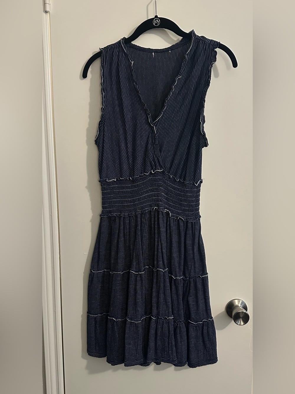 Sleeveless Navy Tiered V-Neck Dress